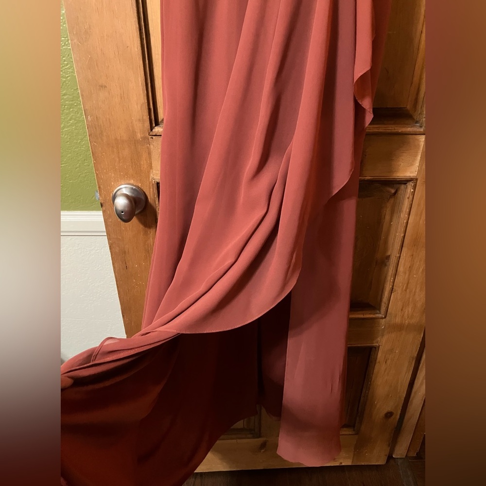 Long Formal Rust Red Flowy Dress - Picture 2 of 7